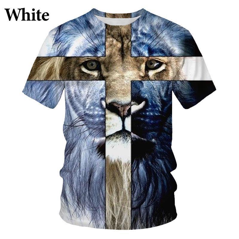 Xiao Xiang Zomer T-shirts Cross Lion Patroon 3D Afdrukken Mode Casual Mannen en Vrouwen Christelijke T-shirt Streetwear Oversized Tops Kleding XXXL