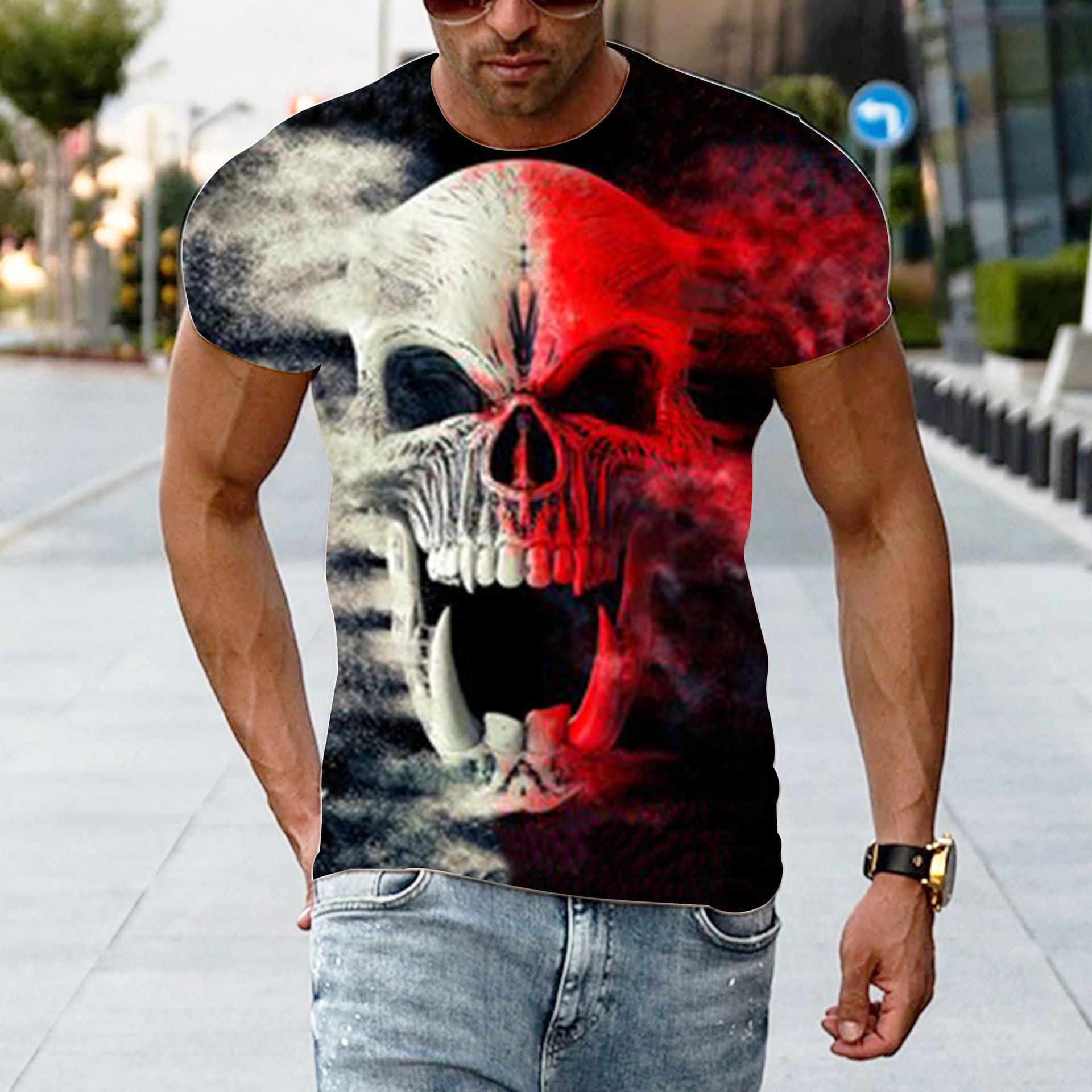 ETST WENDY 05 Vintage Schedel Heren T-shirts 3D Gedrukt Losse Ronde Hals Korte Mouw Top Oversized Horror T-shirt Man Kleding Punk streetwear 6XL