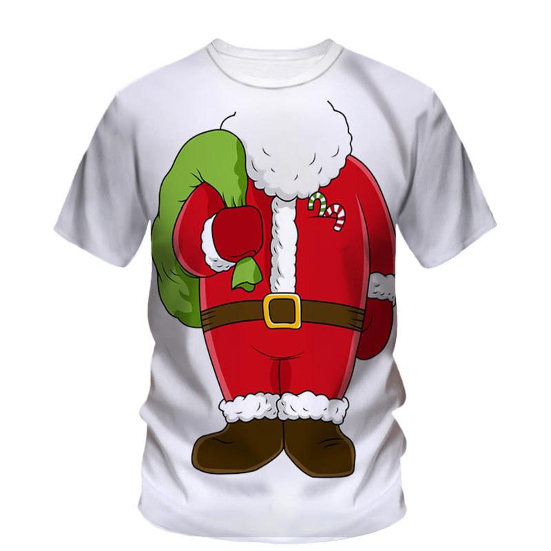 ETST 07 Kerstman Afdrukken Patroon T-shirt Voor Mannen Mode Comfortabele O-hals Korte Mouw Kleding Grote Maat Vrije Tijd T-shirts Tops 4XL