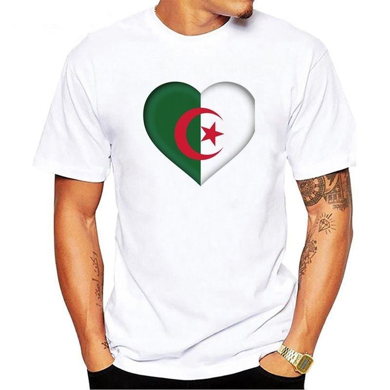 91140105MA0LRRXG83 Algerije landlogo print FashionT Republiek Algerie Unisex T-shirt Arabische natie vlag kleding Tops S