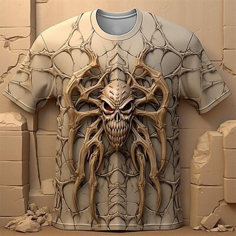 ETST 03 Grafische Spinnen Dagelijks Heren 3D Print T-shirt Tee Sport Outdoor Vakantie Halloween T-shirt Korte Mouw Ronde Hals Shirt S