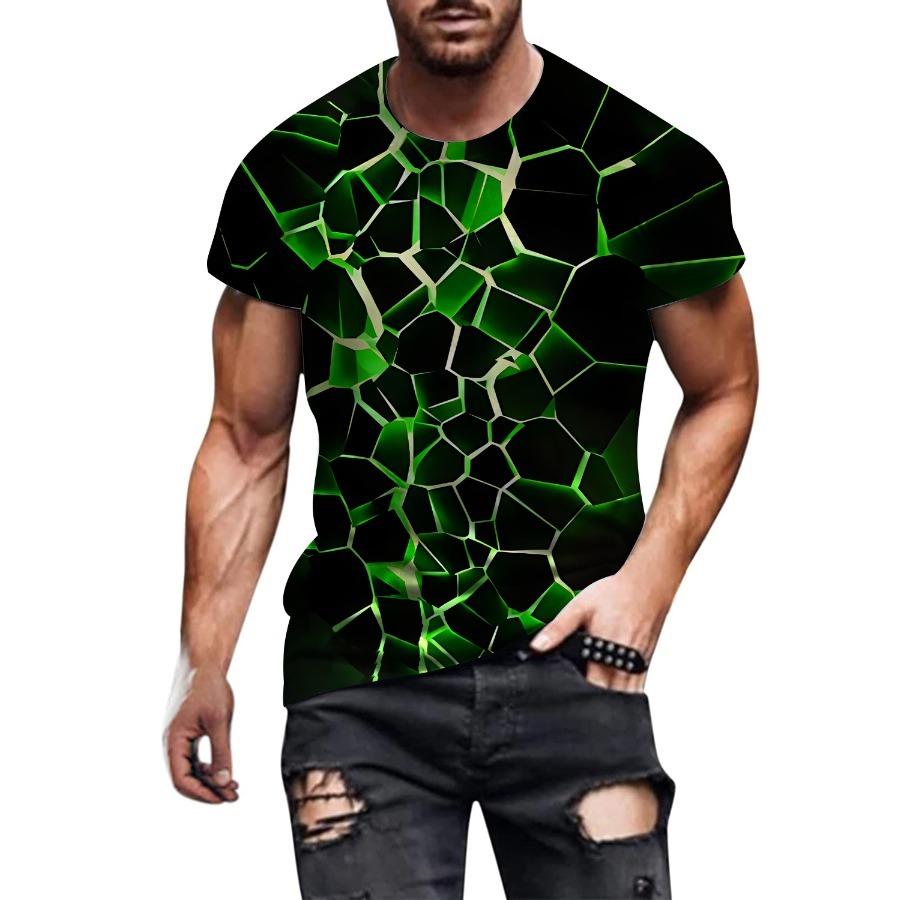 ForYourBeauty Gebroken Sterrenhemel Patroon Zomer Tops Mannen Tees Plus Size Kleding Casual 3D Print T-shirt O Hals Korte mouw Top Ademend Man Shirts S