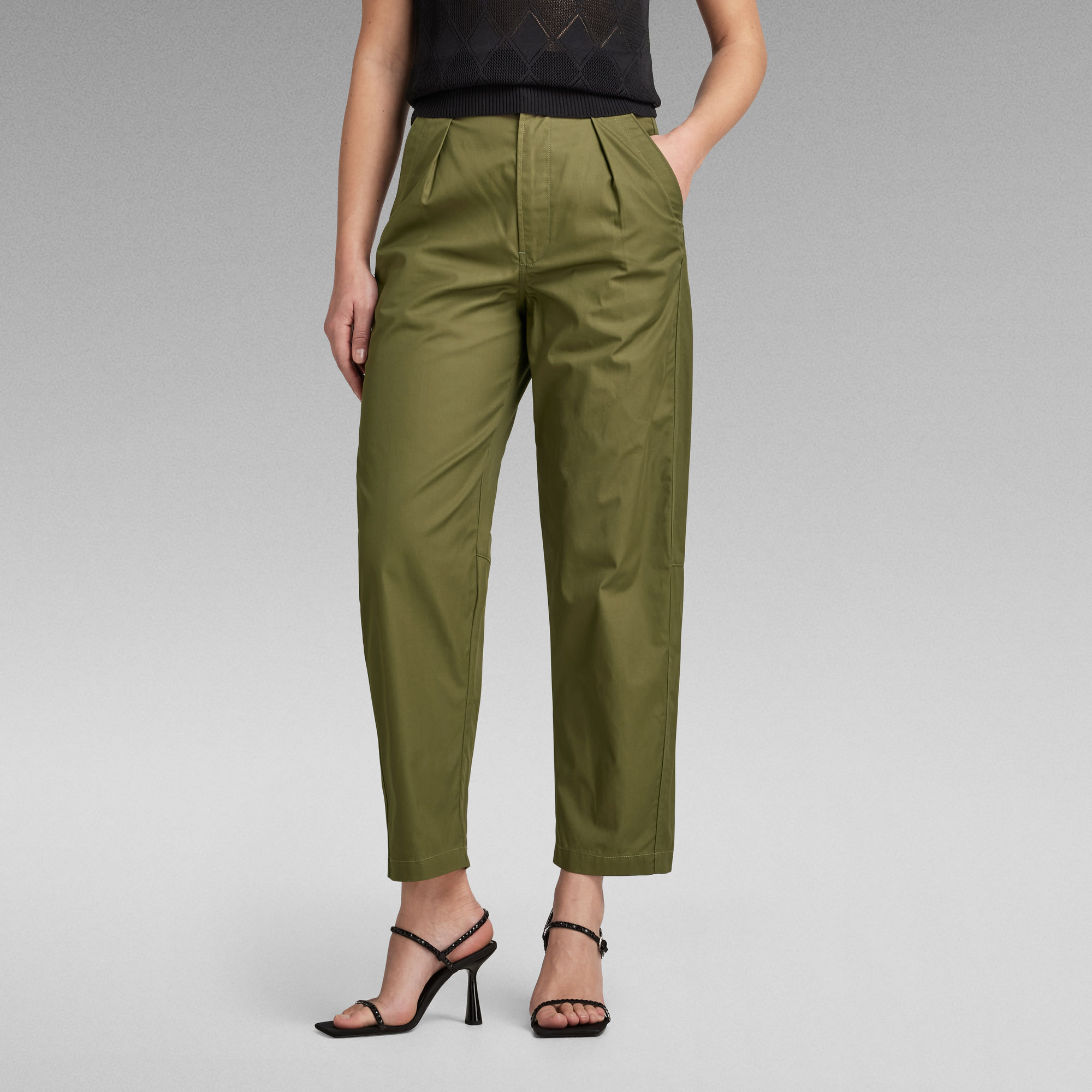 G-Star RAW Pleated High Waist Chino - Groen - Dames