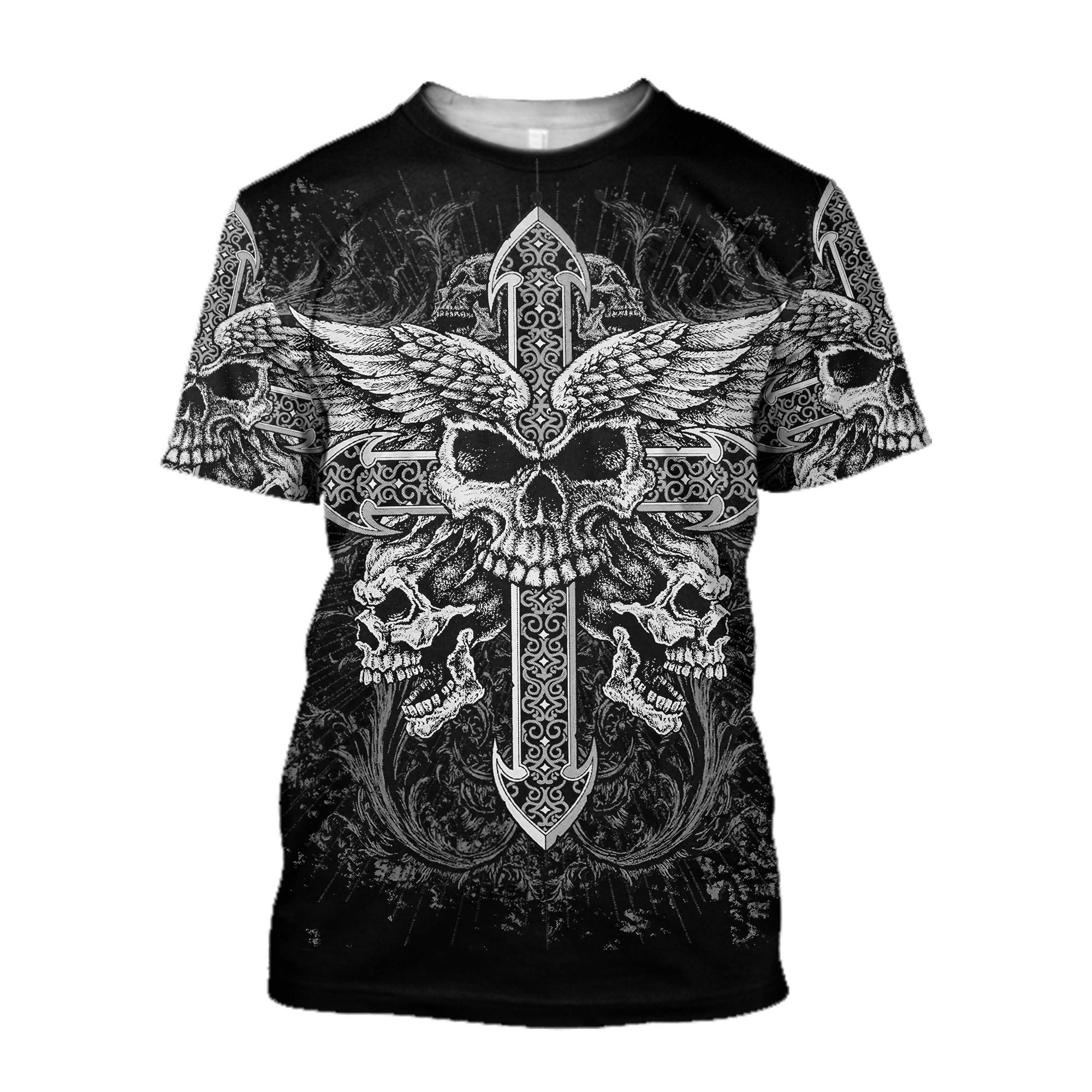 Subilier Trend Heren Duivel 3d Patroon T-shirt Zomer Korte Mouwen Voor Mannen Streetswear Mode O Hals T-shirt Mannelijke T-shirt top S