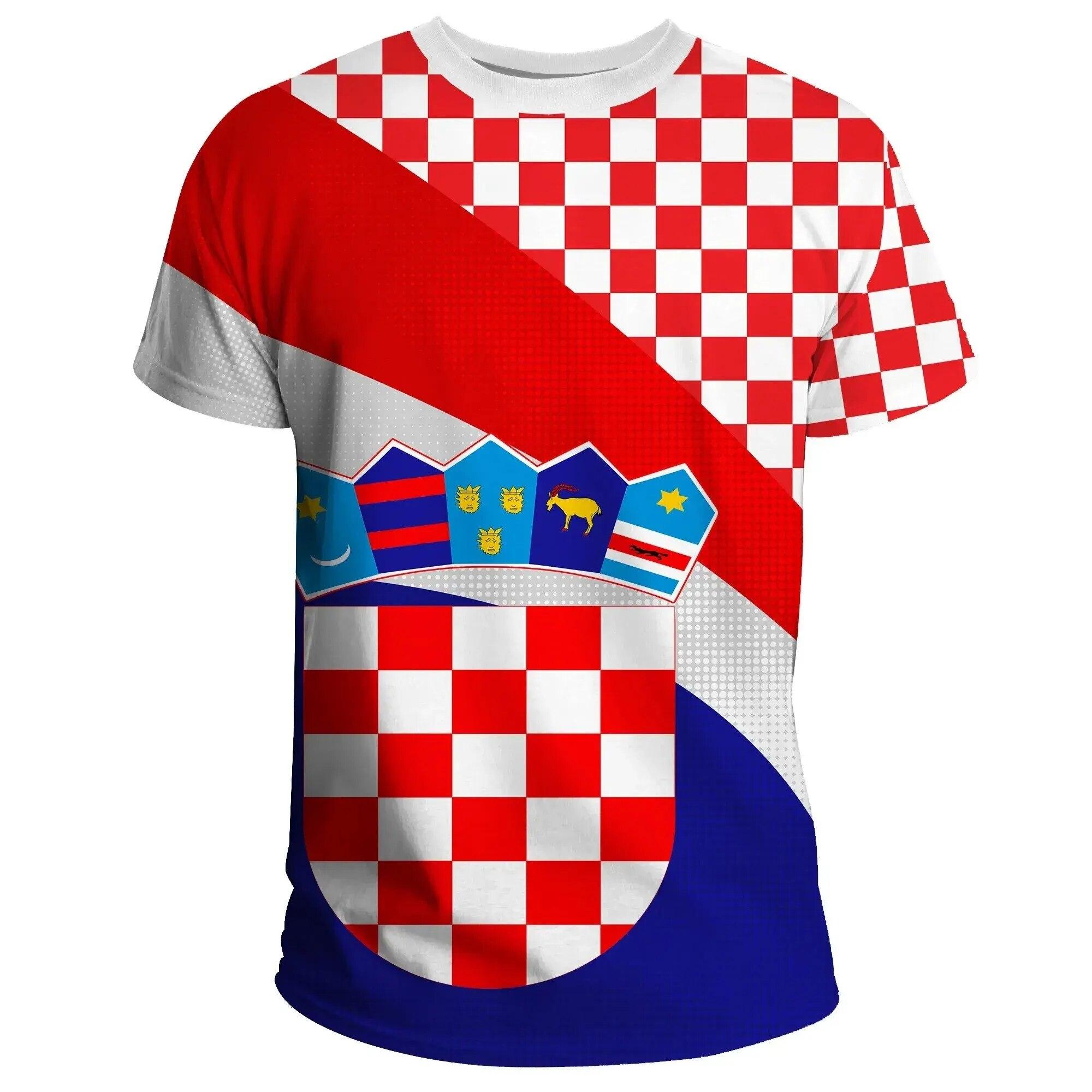 Subilier Kroatische vlag voetbalprint 3D zomer heren dames sportmode sneldrogend casual kinderen ronde hals korte mouw T-shirt top XXS