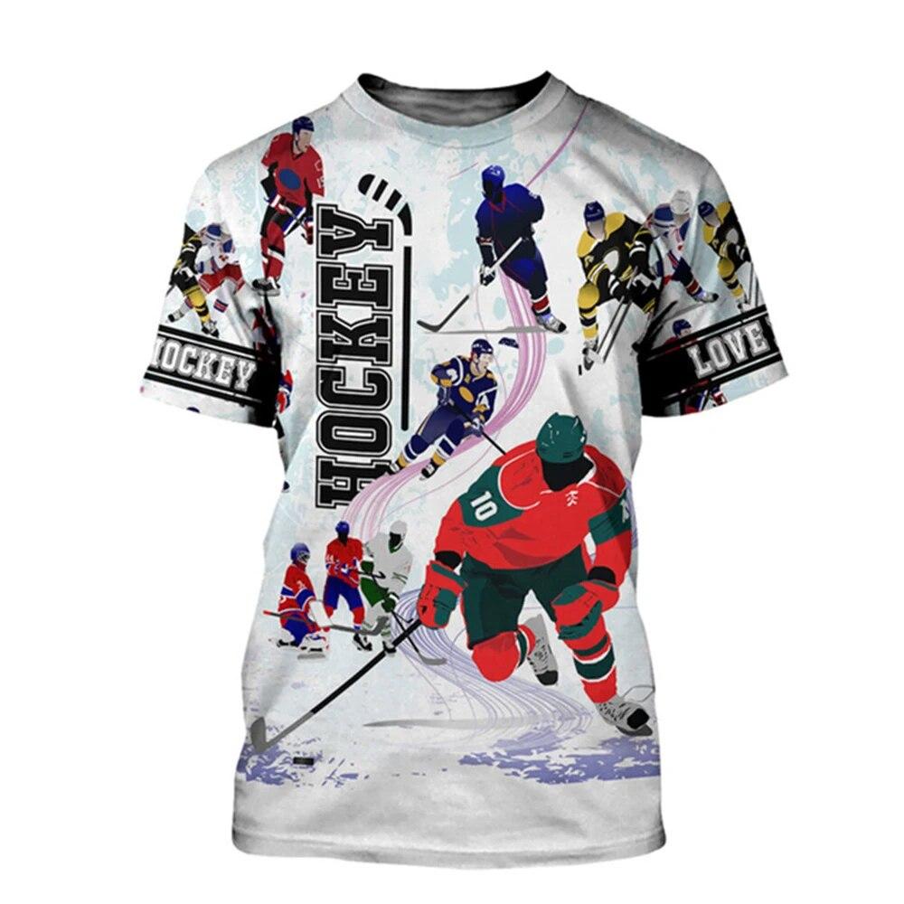 Subilier Fierce Hockey Sport 3d Print Zomer mannen O-hals T-shirt Casual Korte Mouw Oversized T-shirts Mode Tops Trend Mannen kleding S