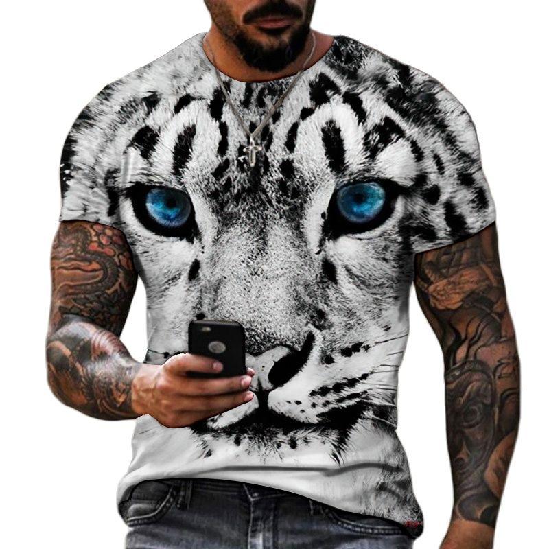 Subilier Mode Fierce Tiger Animal 3D Gedrukt mannen T-shirts Zomer Ronde Hals Grote Maat Korte Mouw Oversized T-shirts Tops tees 6XL S