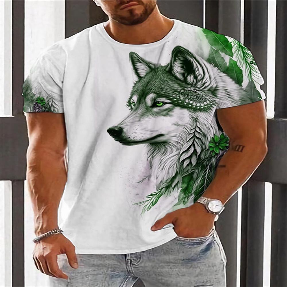 Subilier Heren T-shirt Voor Mannen 3D Gedrukt Grafische Wolf T-shirts Oversized Fashion Tops Korte Mouwen Zomer Herenkleding Straat tees S