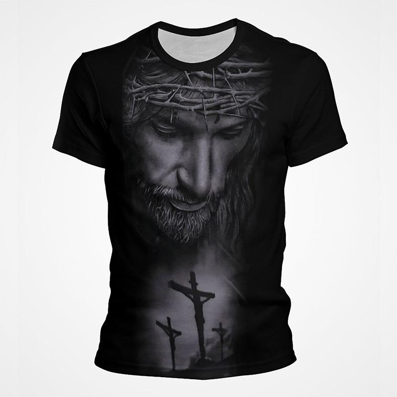 ETST 009 Jezus Christus 3D Print T-shirts Mannen Kleding Zomer Mode Casual Korte Mouw Cool T-shirt Harajuku Streetwear Tops Tee S