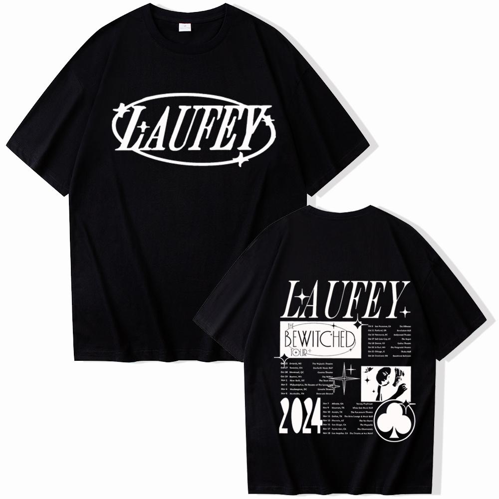 ETST 009 2024 Laufey Tour Zomer T-shirt Man Vrouwen Harajuku O-hals Korte Mouw Casual Losse Ronde Hals T-shirt Hip Hop Y2k Tees Kleding S