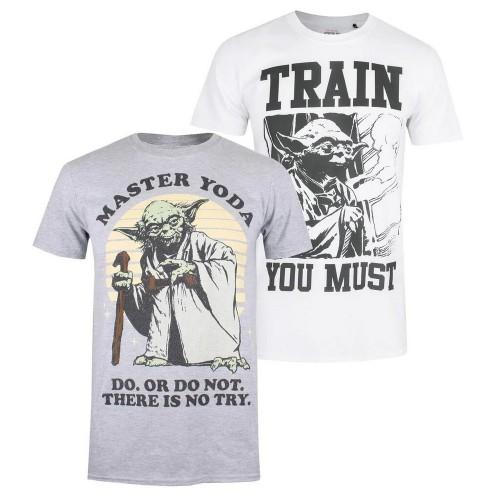 Star Wars Heren Yoda T-shirt (Pak van 2) XL grijs/wit