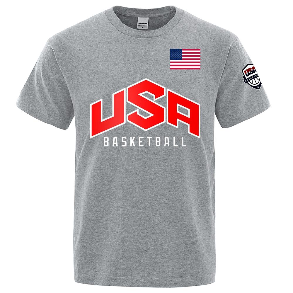 ForYourBeauty USA Basketballer Gedrukte Straat Casual T-shirts Mannen Losse Oversized Kleding Ademend Katoen Korte Mouw Mode Hiphop T-shirts XL rood