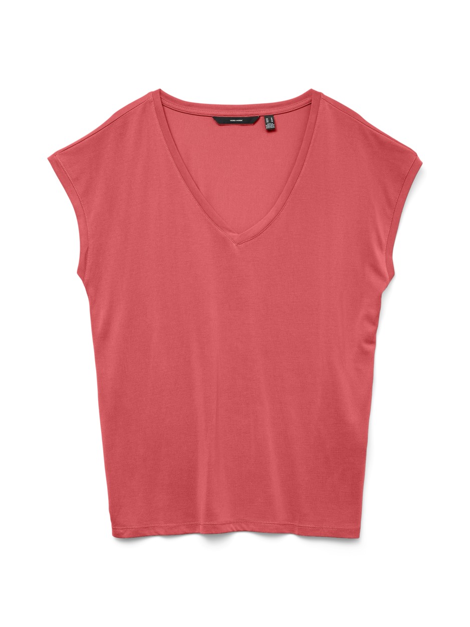 Vero Moda Vmfilli ss v-neck tee ga noos koraal