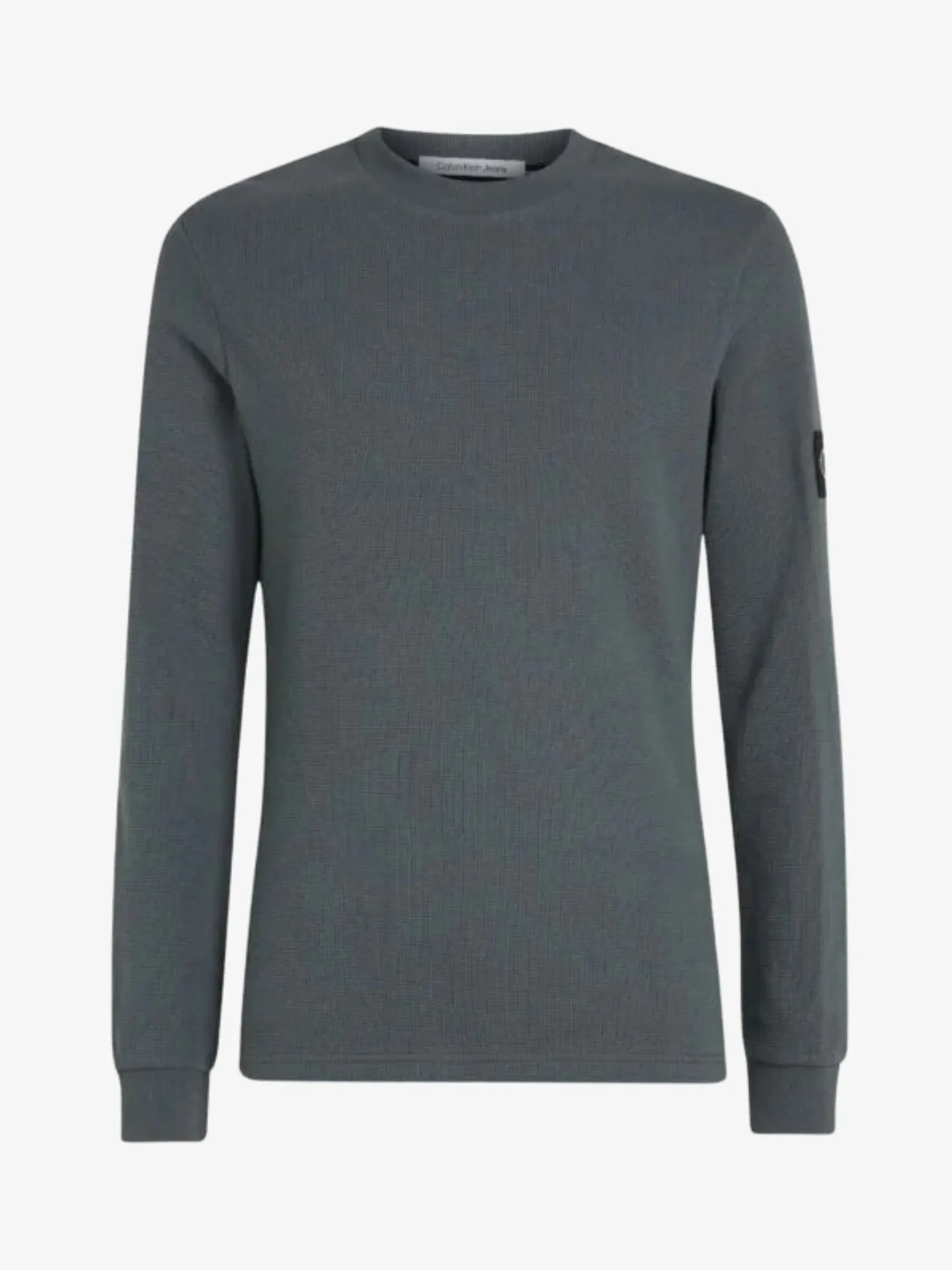 Calvin Klein Heren shirt waffle longsleeve endless grey