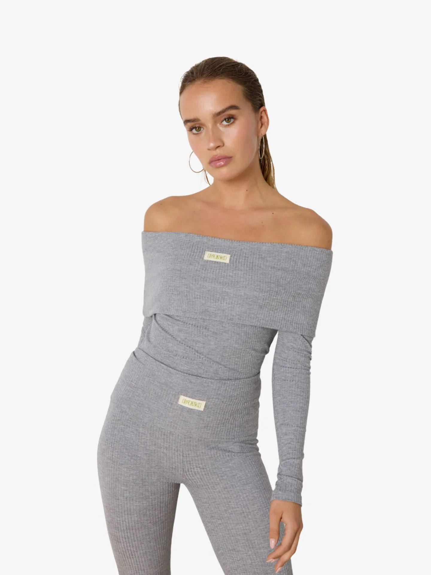 Refined Department Dames top off shoulder lucky mid grey