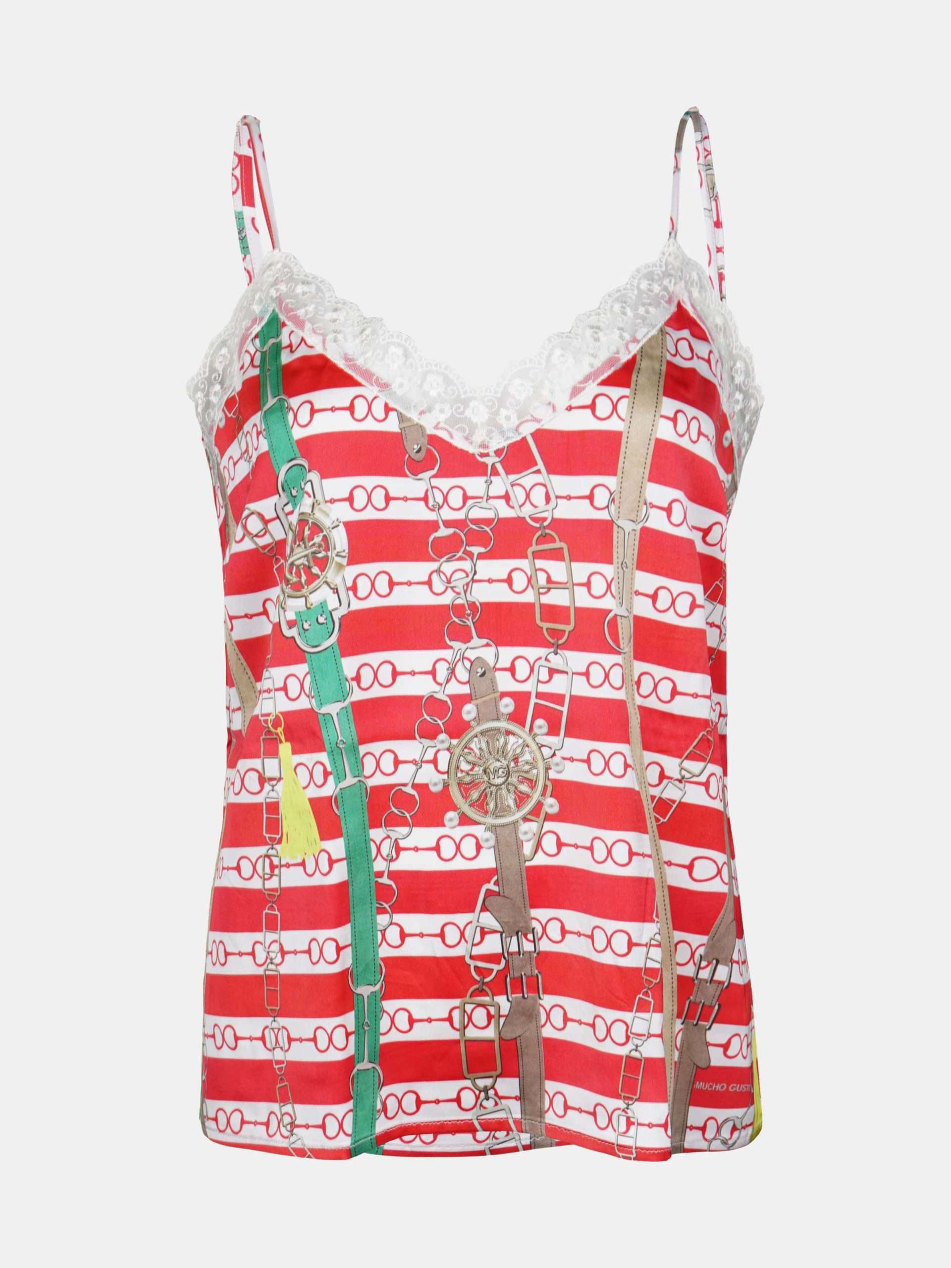 Mucho Gusto Slip top rood met nautische print