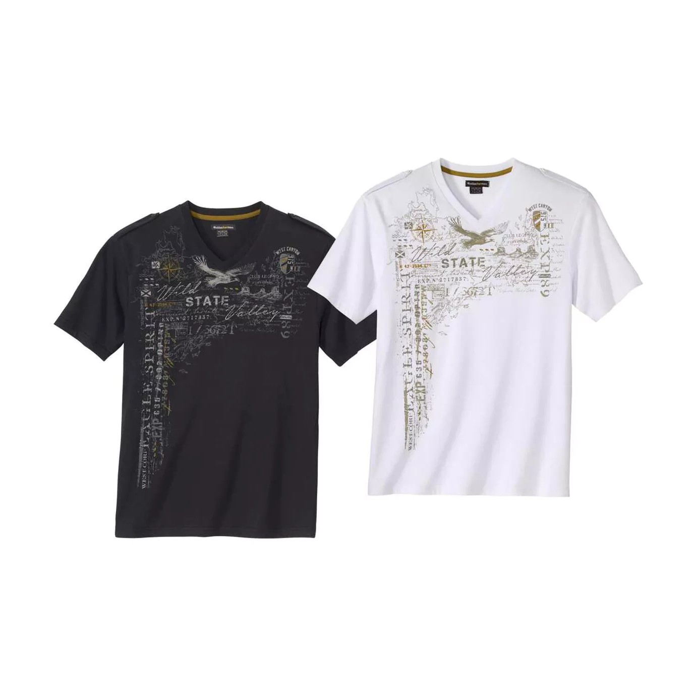 Atlas For Men Heren t-shirt met opdruk (set van 2)