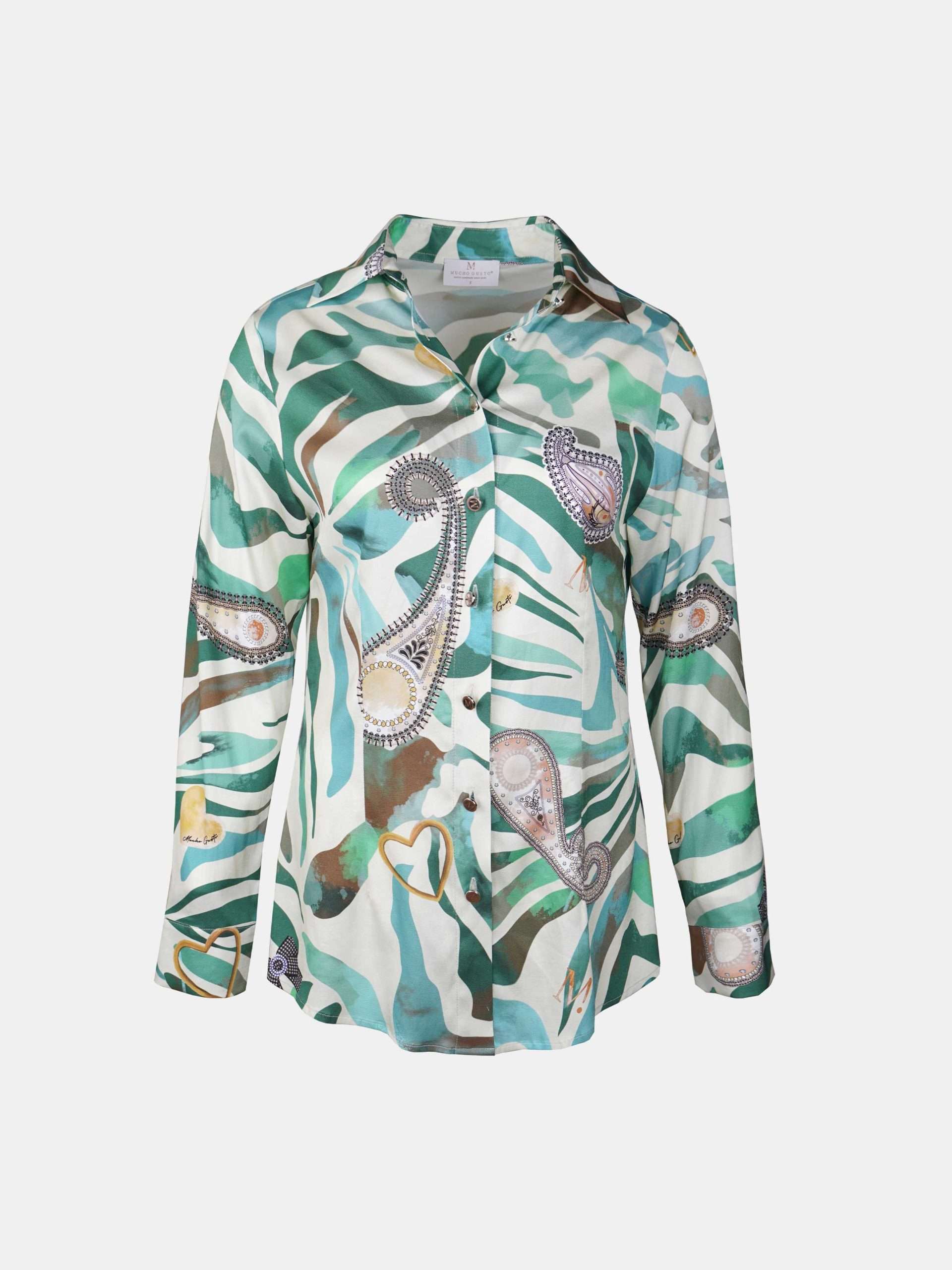 Mucho Gusto Blouse francis bay watercolor zebra print met paisley motieven