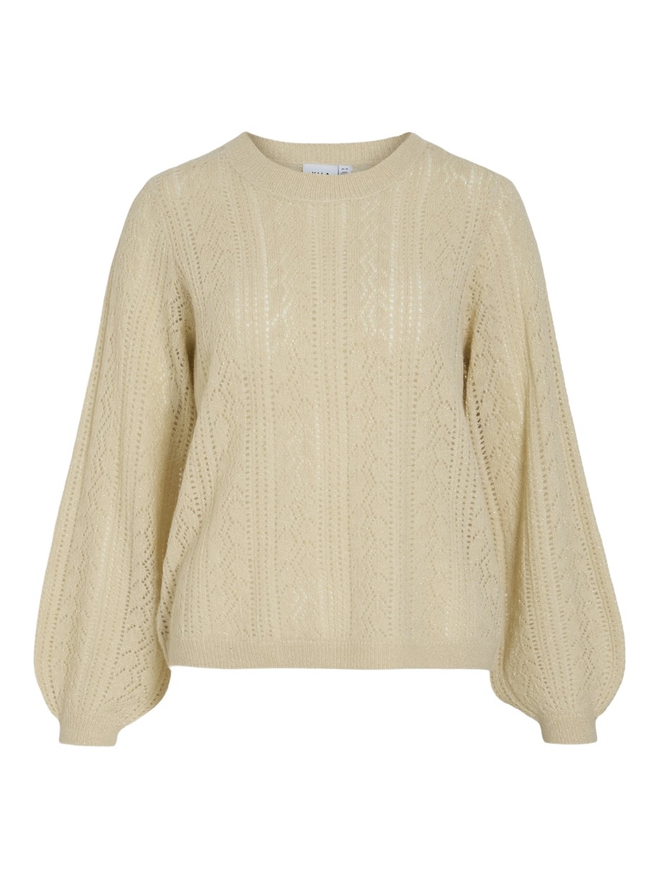 Vila Vipolana o-neck ls glitter knit to beige