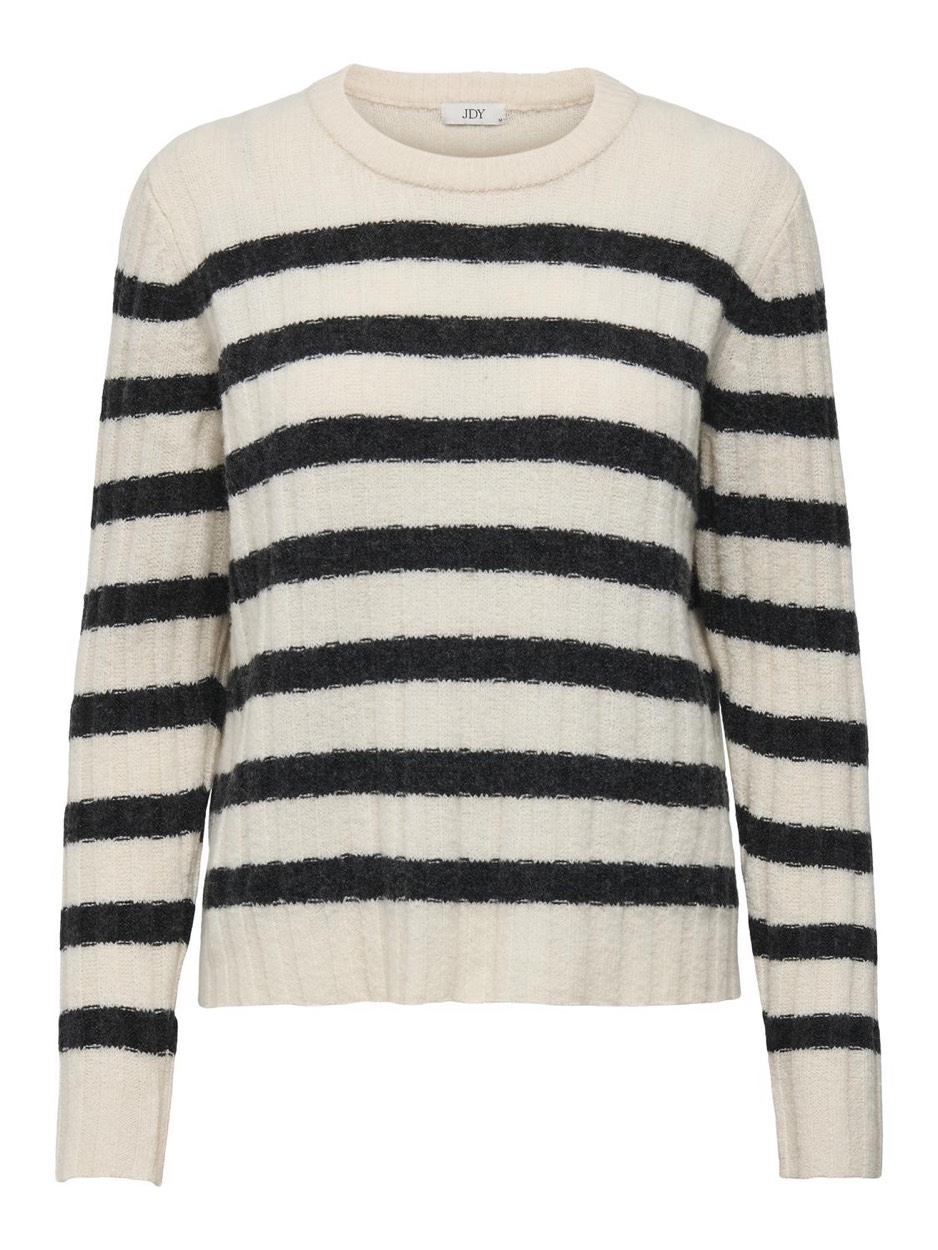 Jacqueline de Yong Jdymiley ls o-neck stripe pullover ecru dessin