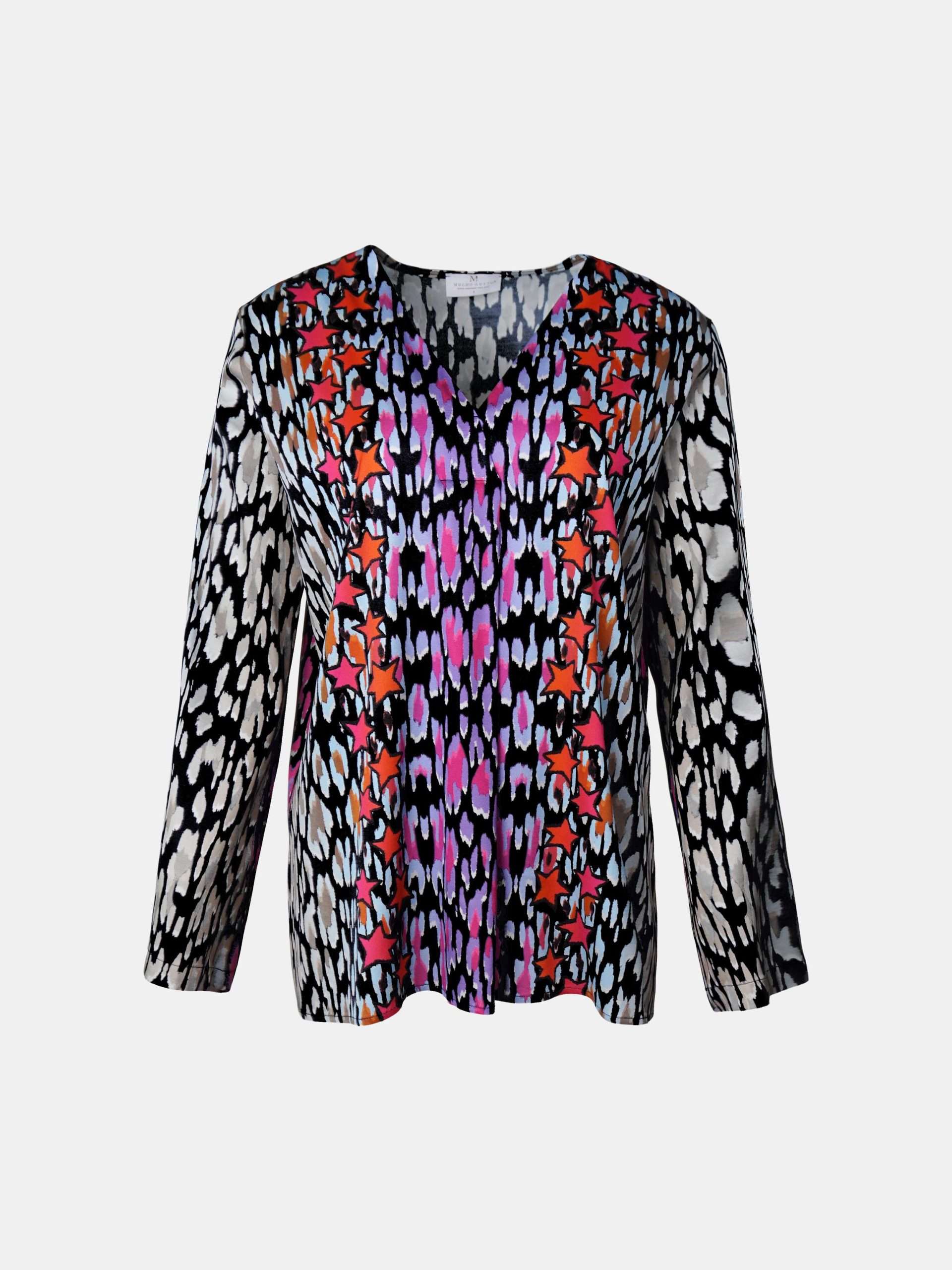 Mucho Gusto Blouse rno degradé luipaardprint met roze en fuchsia accenten