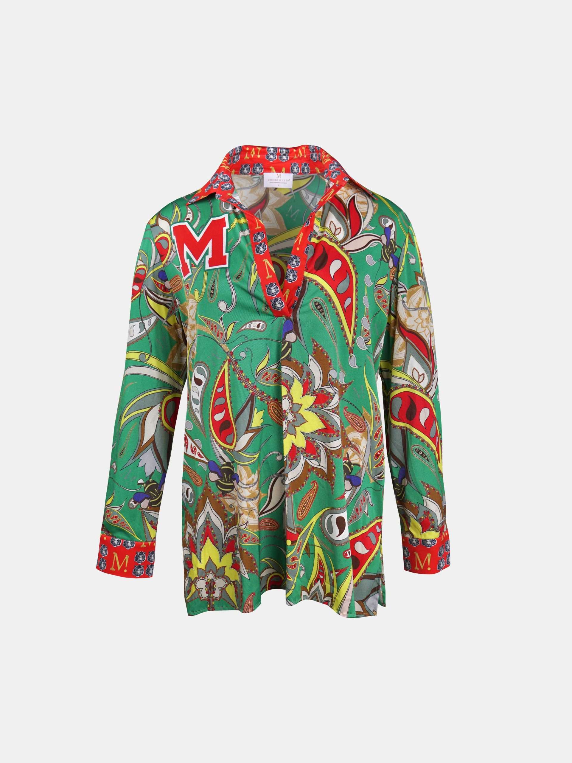 Mucho Gusto  blouse livorno tijger paisley groen rood