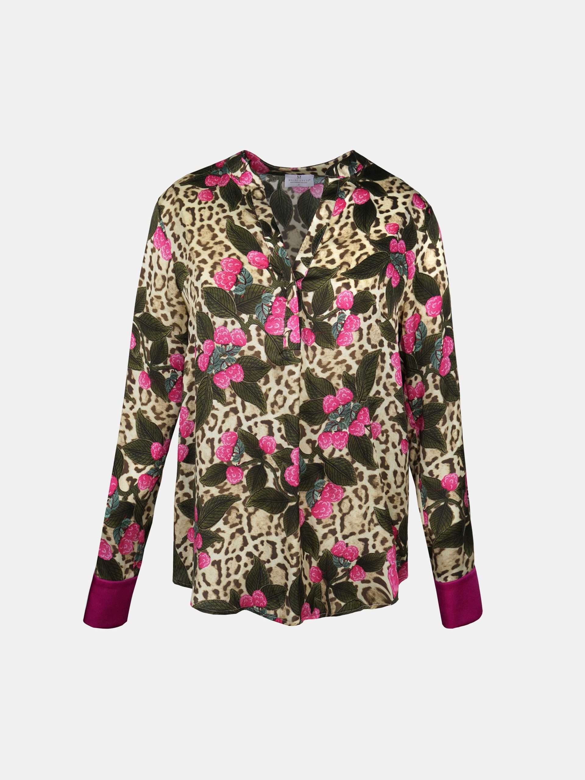 Mucho Gusto  blouse monza luipaard roze bloemen