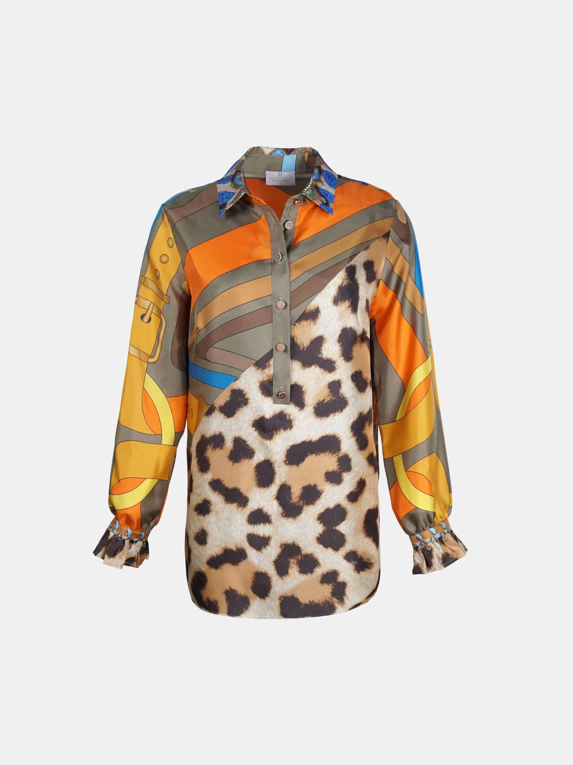 Mucho Gusto  blouse santa monica luipaard oranje met gratis sjaal