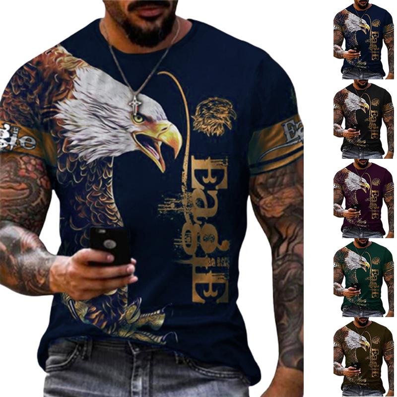 Happy Show Nieuwe zomer herenmode T-shirt persoonlijkheid Eagle letters bedrukt heren T-shirt Top XS zwart