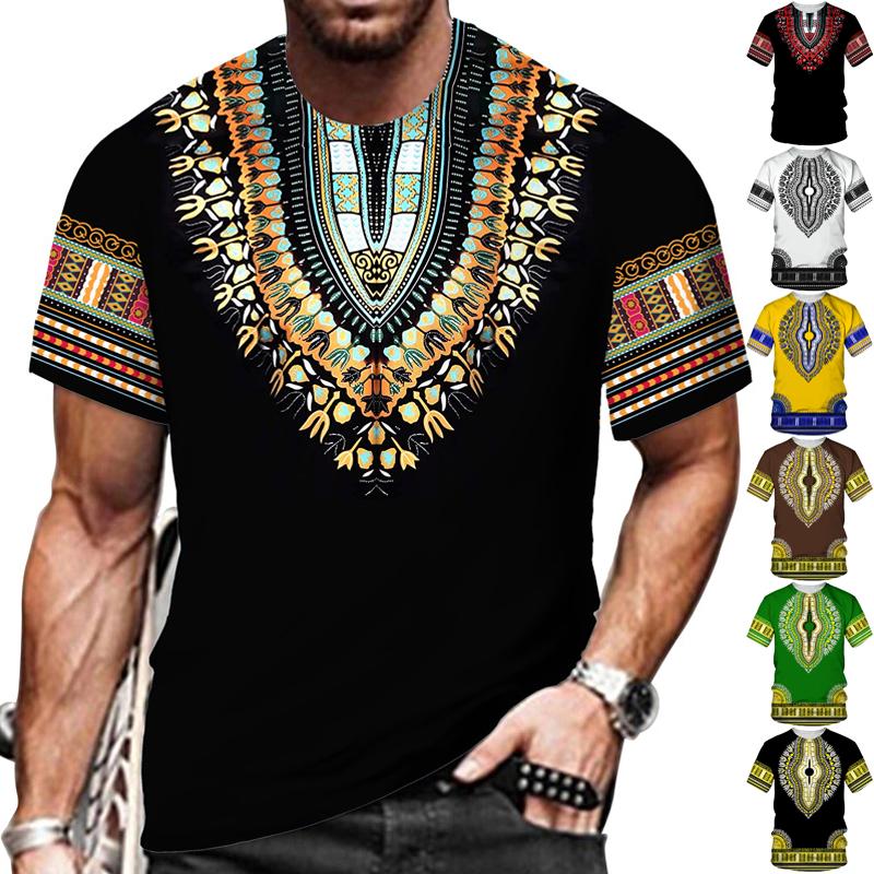 Factory Outlet Clothing Afrikaanse Dashiki Print T-shirt Mannen / Vrouwen Etnische Vintage Folk-aangepaste kleding 2023 Zomer Casual Koppels Grafische Tops met korte mouwen XXXXXXL