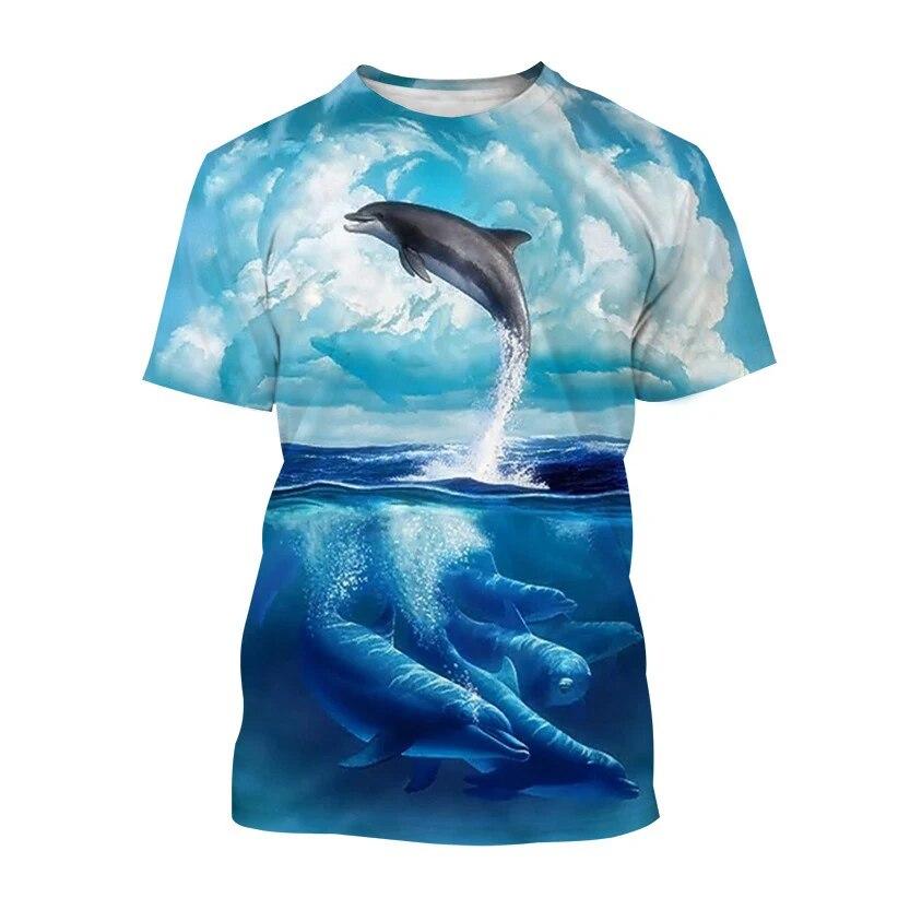 ETST WENDY 005 Animal Dolphin Grafische T-shirts 3D Print Man/Vrouwen Persoonlijkheid Mode Ronde Hals Tops Zomer Oversize T-shirt met korte mouwen Heren M