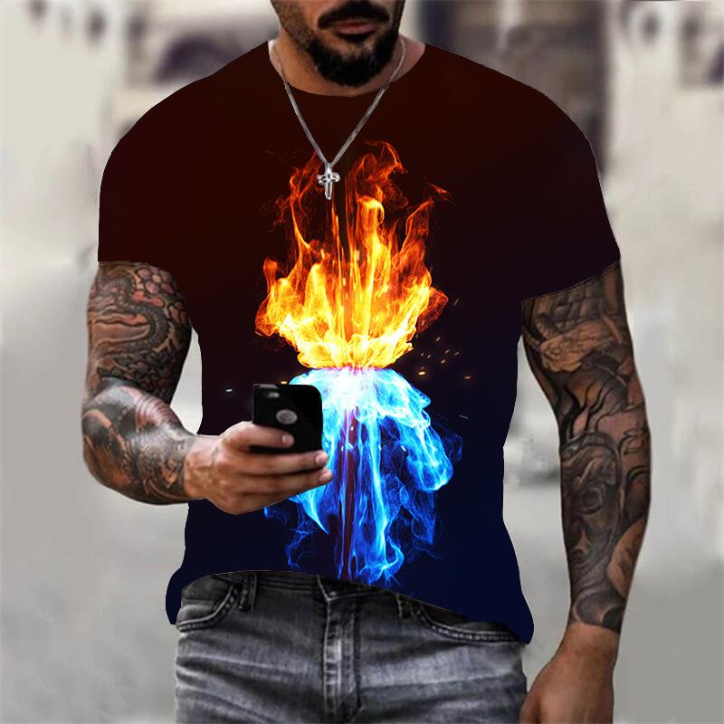 HerSight Fire Eye 3D Print T-shirt Mannen Vrouwen Casual Zomer Dier Tee Man O Hals Korte Mouw Losse Tops ademende Koppels T-shirts S