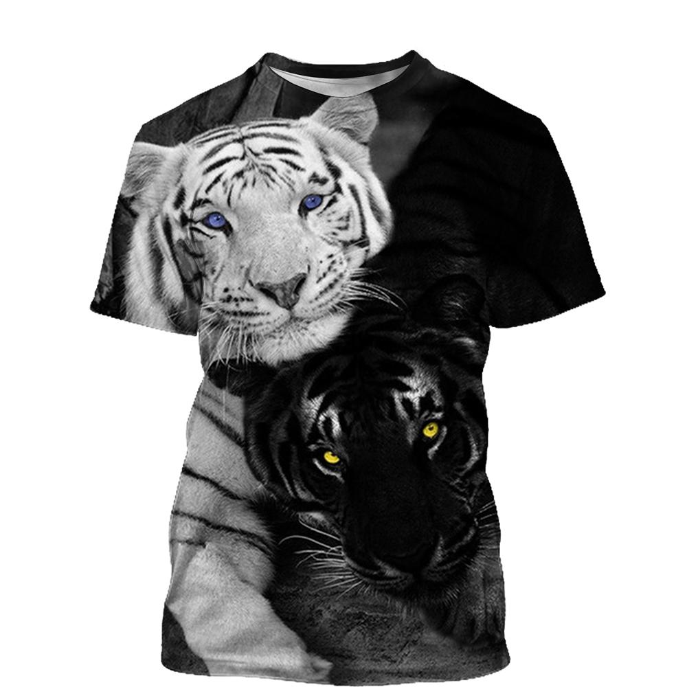 Subilier Mode 3D Dieren Tijger Bedrukt T-shirt Casual Unisex Hipsters Street Style Tops Tees S goud