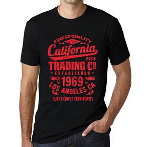 Ultrabasic Heren Vintage T-shirt Grafisch T-shirt California Trading 1969 Diepzwarte rode tekst XS zwart