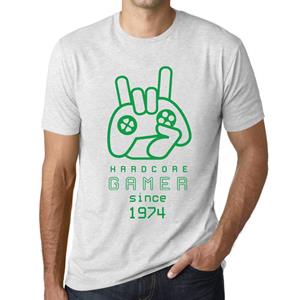 Ultrabasic Vintage T-shirt voor heren, grafisch T-shirt, hardcore gamer sinds 1974, vintage wit XS anti-flash witte kleur