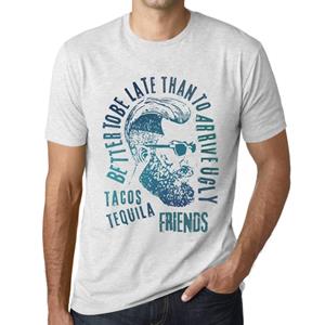 Ultrabasic Heren Vintage T-shirt Grafisch T-shirt Tacos, Tequila en Vrienden Vintage Wit XS anti-flash witte kleur