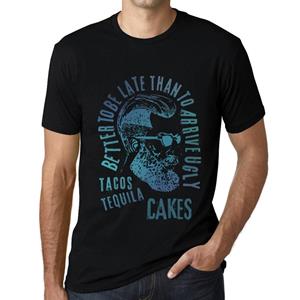 Ultrabasic Heren Vintage T-shirt Grafisch T-shirt Tacos, Tequila en Cakes Diepzwart XS zwart