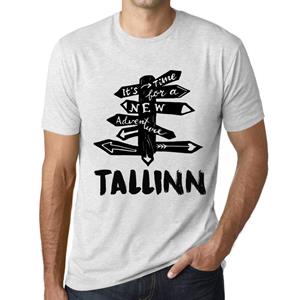 Ultrabasic Heren vintage T-shirt Grafisch T-shirt Tijd voor nieuwe avonturen Tallinn Vintage Wit XS anti-flash witte kleur