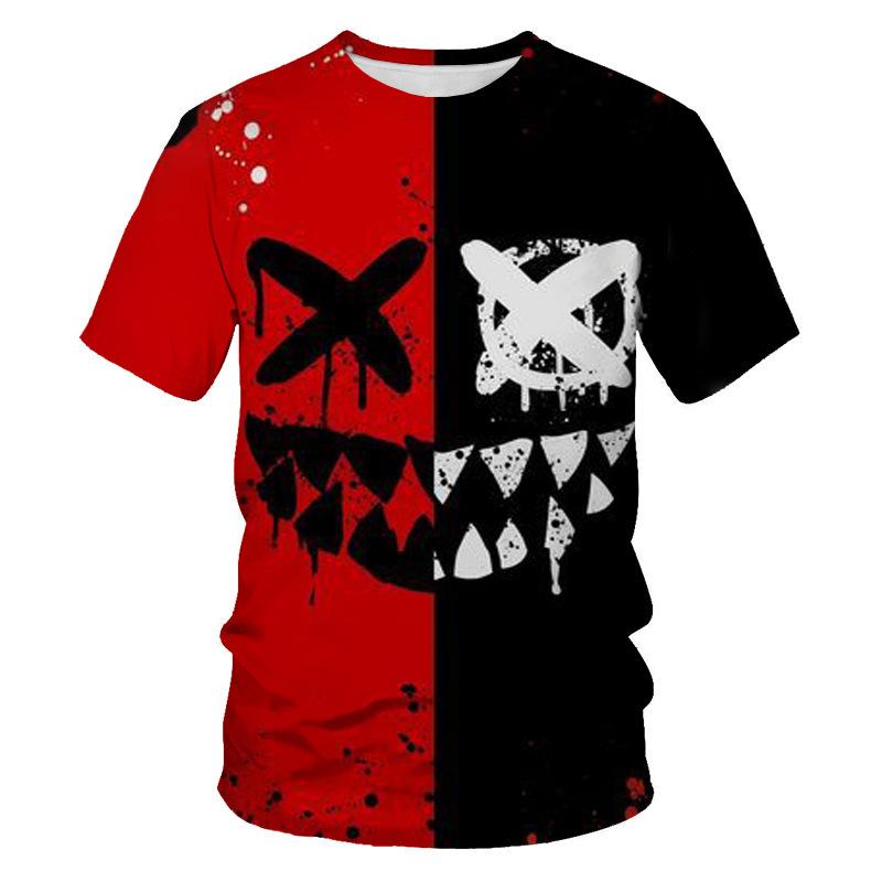 ForYourBeauty Zomer heren T-shirt 3D Print Tees Graffiti schilderij patroon losse ronde hals korte mouw tops heren S