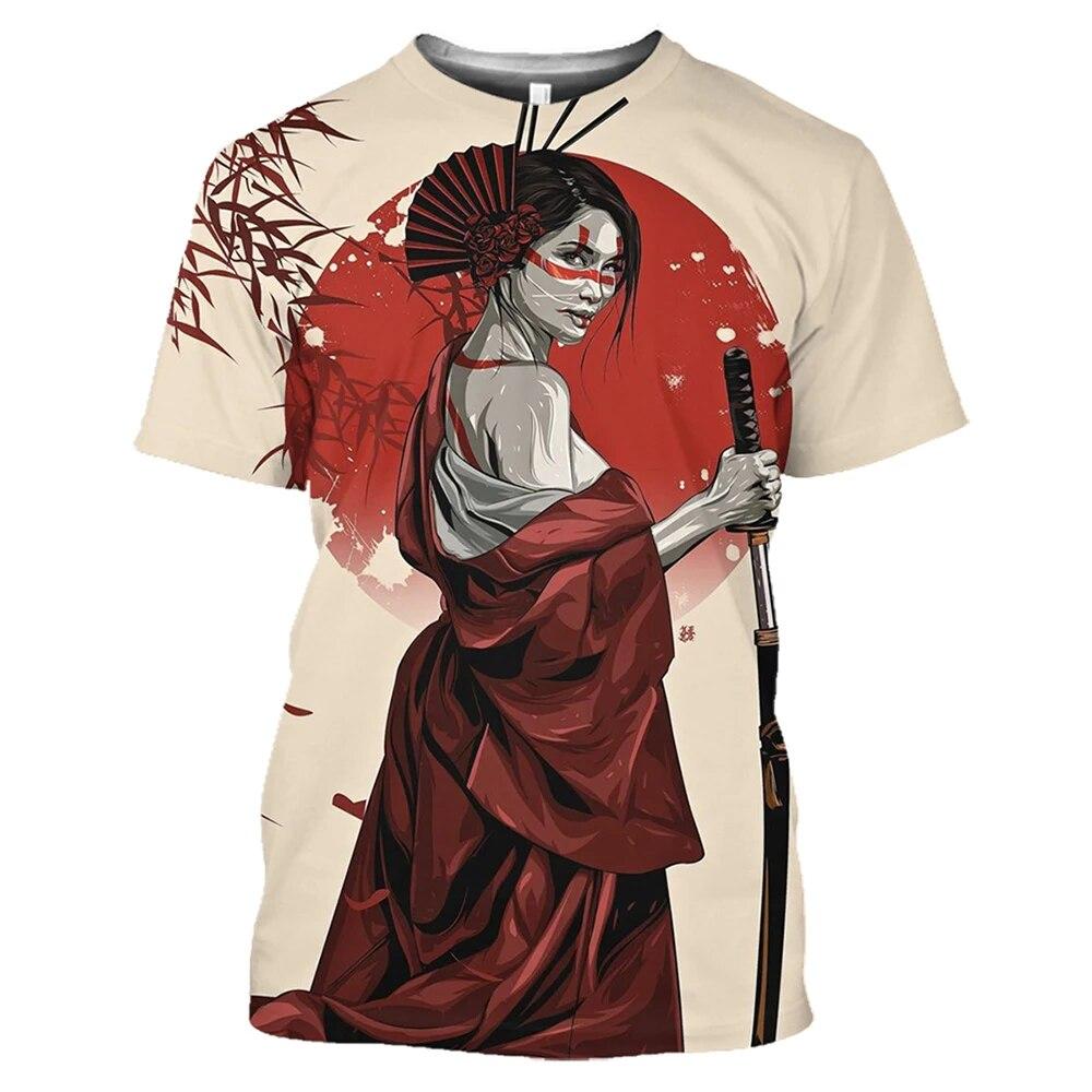 Xr 01 Japan Geisha Mannen T-shirt 3D Gedrukt Anime Korte Mouw O-hals Oversized Harajuku Streetwear Herenkleding Tops S
