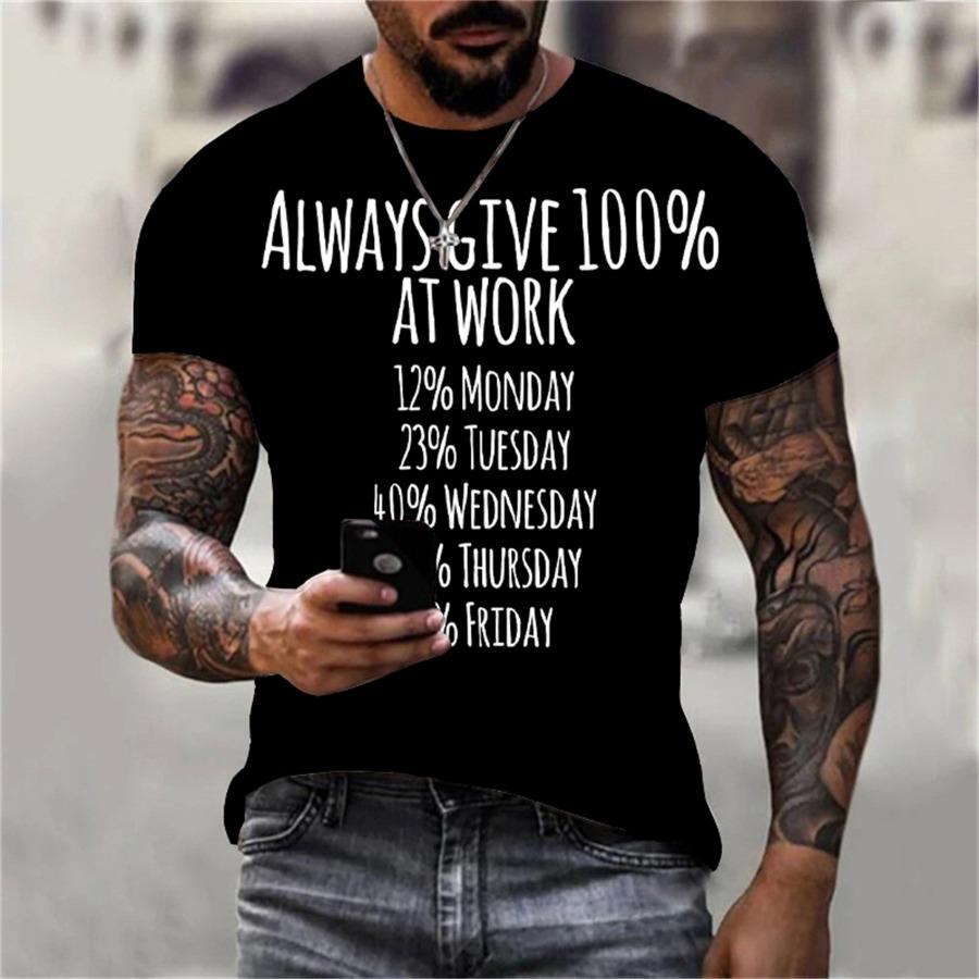 HerSight 3D Letters Print T-shirt Mannen Casual Zomer Dier Tee Man O Hals Korte Mouw Losse Tops Ademende paren T-shirts S