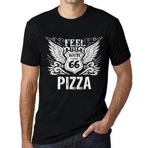 Ultrabasic Heren Vintage T-shirt Grafische T-shirt Voel de Pizza Diep Zwart Witte Tekst XS zwart