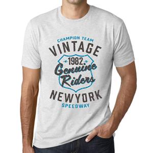 Ultrabasic Heren Vintage T-shirt Grafisch T-shirt Echte Ruiters 1982 Vintage Wit XS anti-flash witte kleur