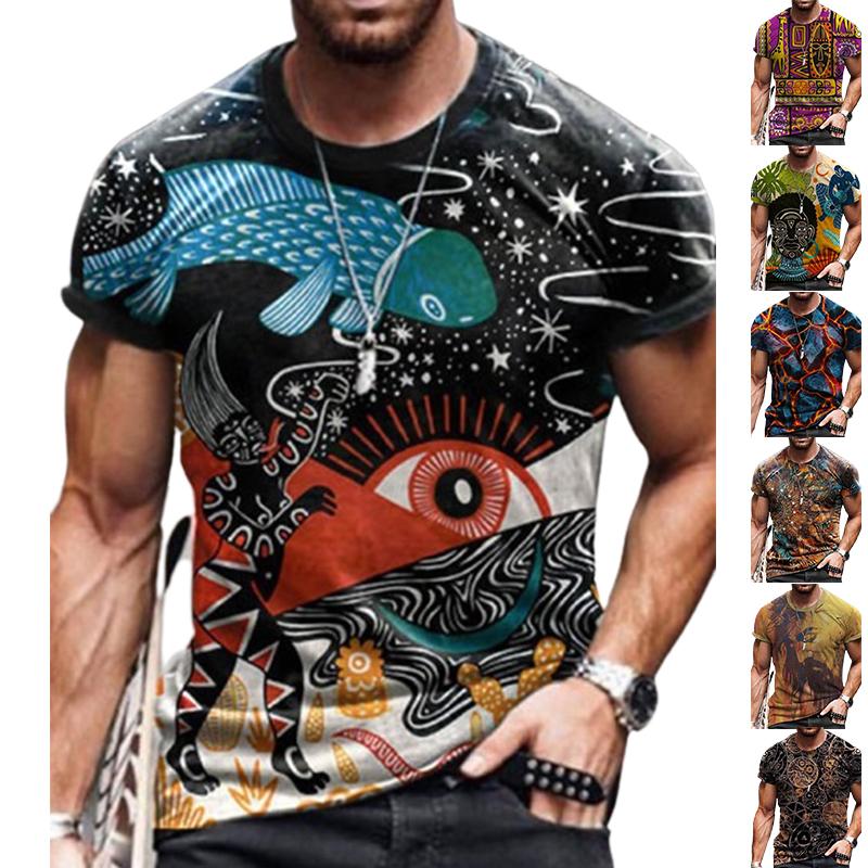 Happy Show Nieuwe zomer herenmode T-shirt persoonlijkheid doodle vis bedrukt heren T-shirt top XS zwart