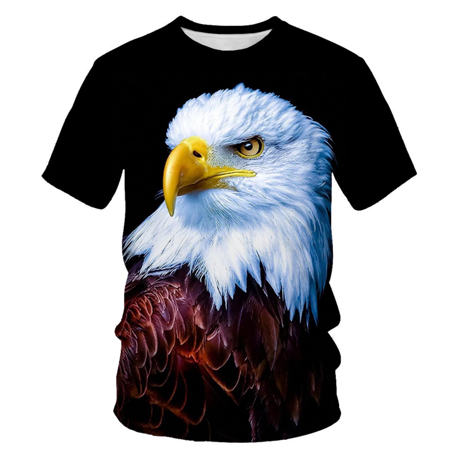 ForYourBeauty Heren Lente Zomer Tees Mode Eagle Print Ronde Hals Korte Mouw 3D T-shirt S