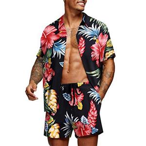 QGOOD Heren bedrukte overhemdsets Hoge kwaliteit modetrendshorts Hawaiiaanse stijl casual bloementops 5XL