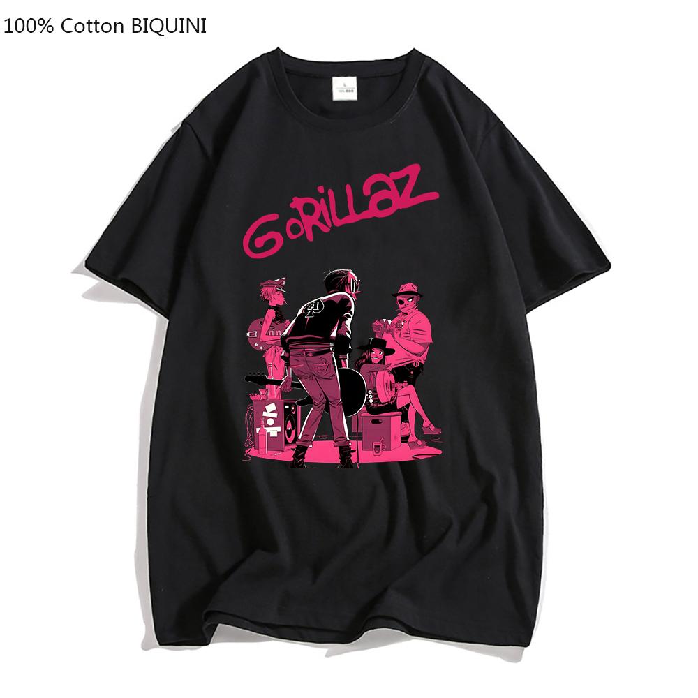 Trendy discount Gorillaz T-shirt UK Rock Band Gorillazs Tshirt Hip-Hop Alternatieve Rap Muziek Tee Shirt Het Nu-Nu Nieuwe Album T-shirt Puur Katoen XS zwart