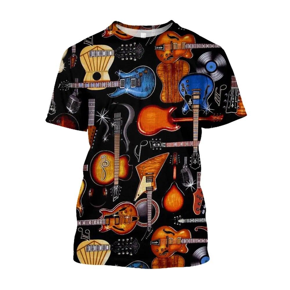 Chengyu Mode Muziek Viool Notities Gedrukt Hip Hop Mannen T-shirts Licht Academia Baggy T-shirt Streetwear Hippie Drip Kleding T-shirty XL