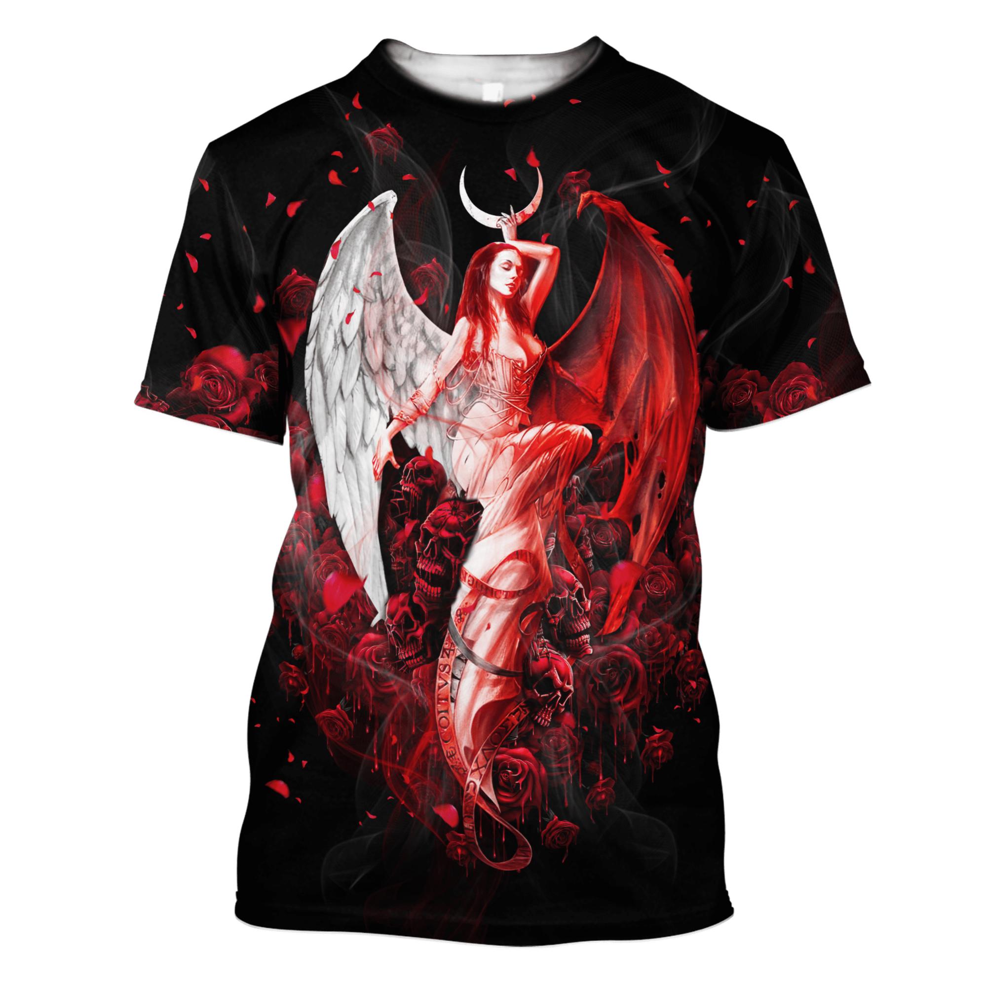 Kukebang Schedel Meisje En Rose 3D Overal Gedrukt Heren T-shirt Zomer Stijl Casual Korte Mouw T-shirts Unisex Street cool T-shirt S