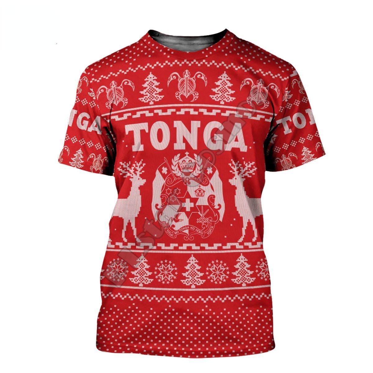 ETST 07 3D-printen Casual Streetwear Cosmos Tonga-vlag Nationaal embleem Cultuur Zomer T-shirt met korte mouwen Heren Dames S